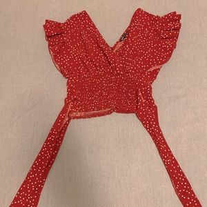 SHEIN Ruffle Trimmed Polka dotted Top. Size M.